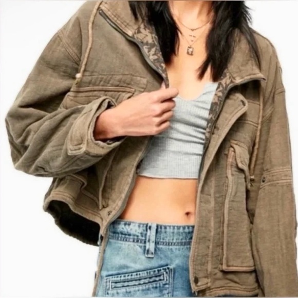 Free People Eyes On You Surplus Jacket Green - Picture 9 of 10